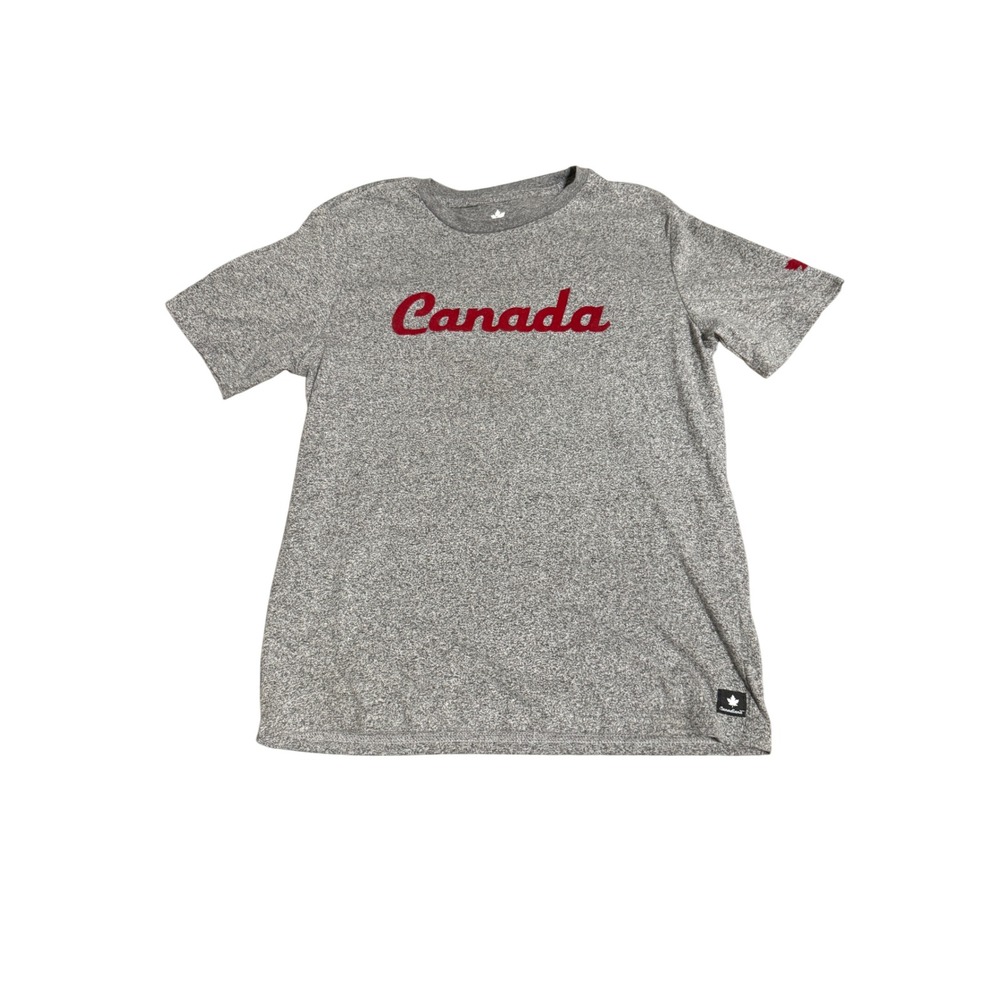 Canadiana XL 14-16‎ Kid Unisex Gray Short Sleeve Canada Travel Tee Shirt Causal